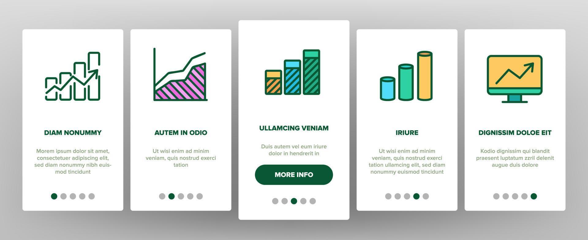 Progress Grow Graphs Onboarding Icons Set Vector