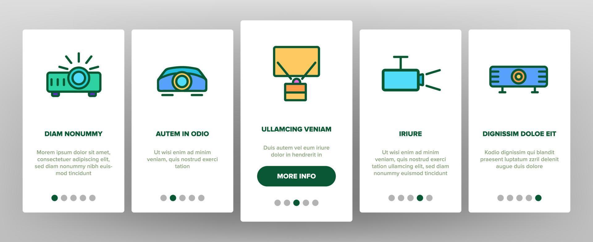 Projector Onboarding Icons Set Vector