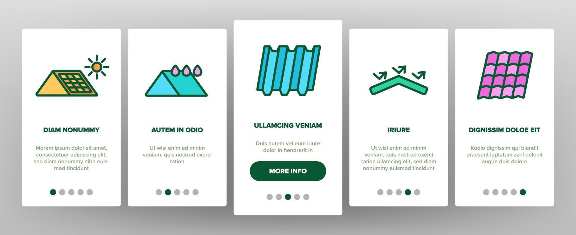 Roof Construction Onboarding Icons Set Vector