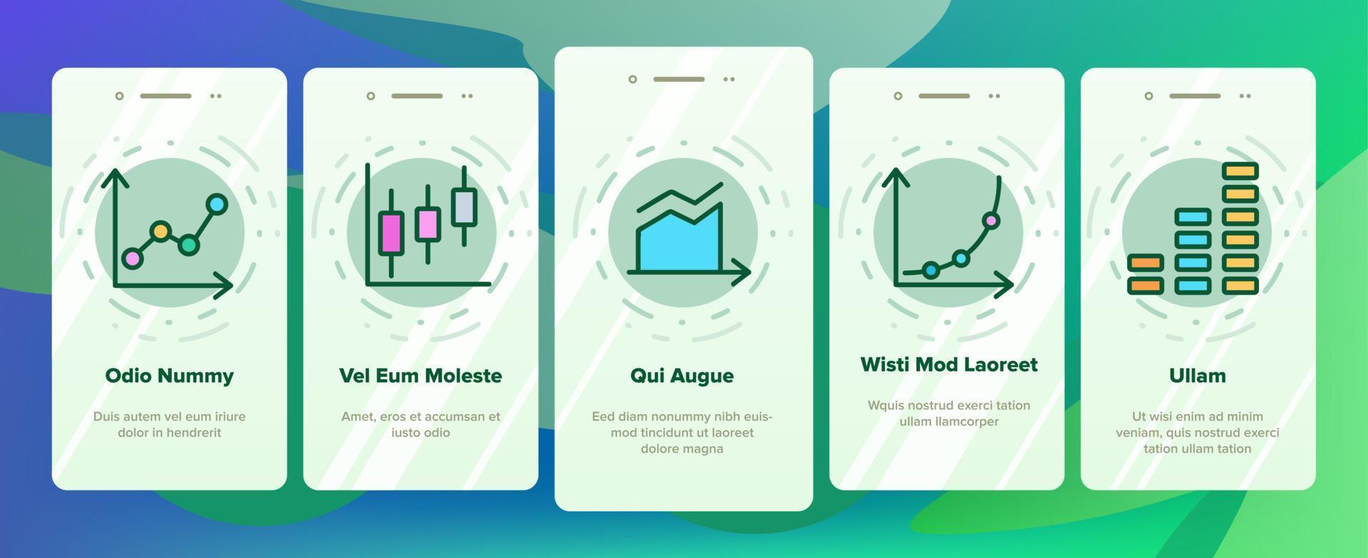 Progress Grow Graphs Onboarding Icons Set Vector