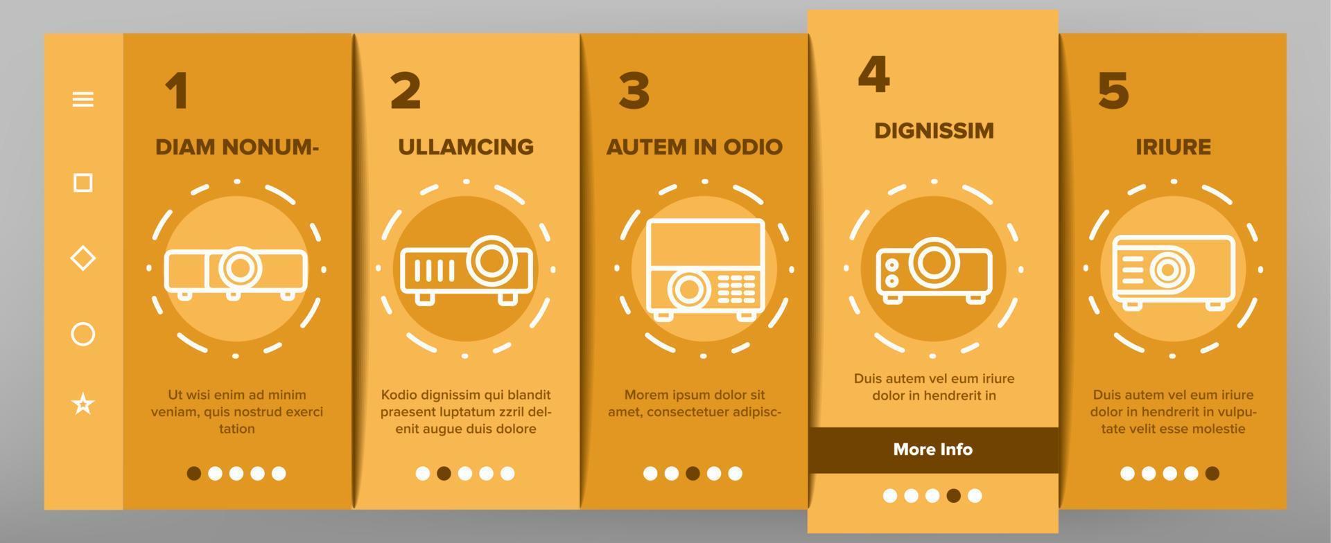 Projector Onboarding Icons Set Vector
