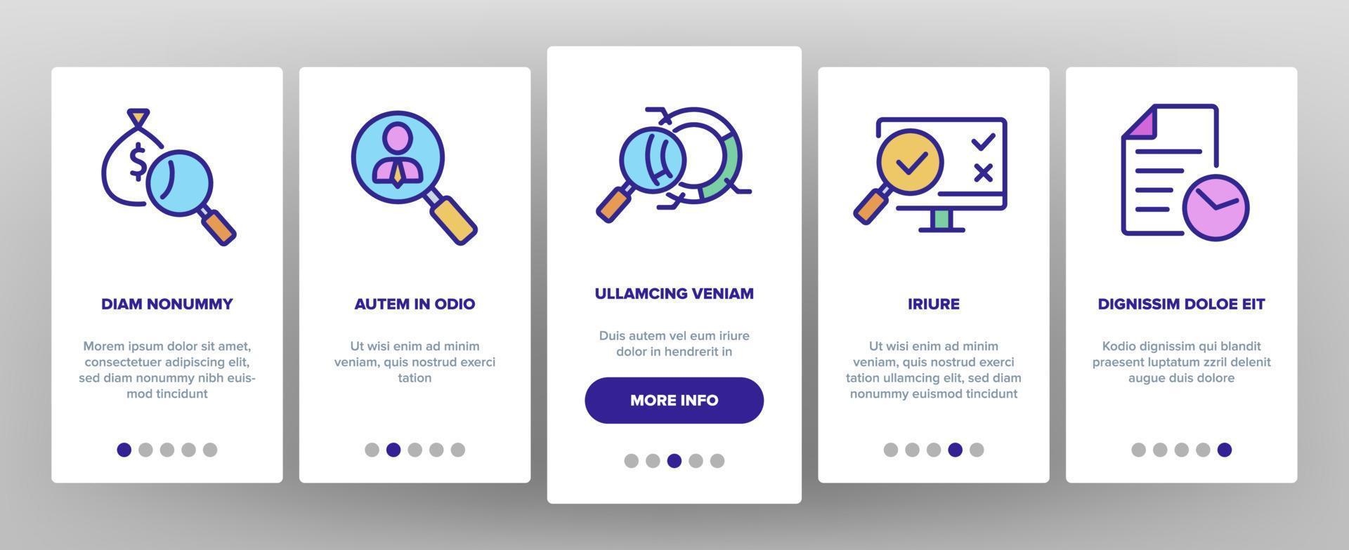 Audit Finance Report Onboarding Icons Set Vector