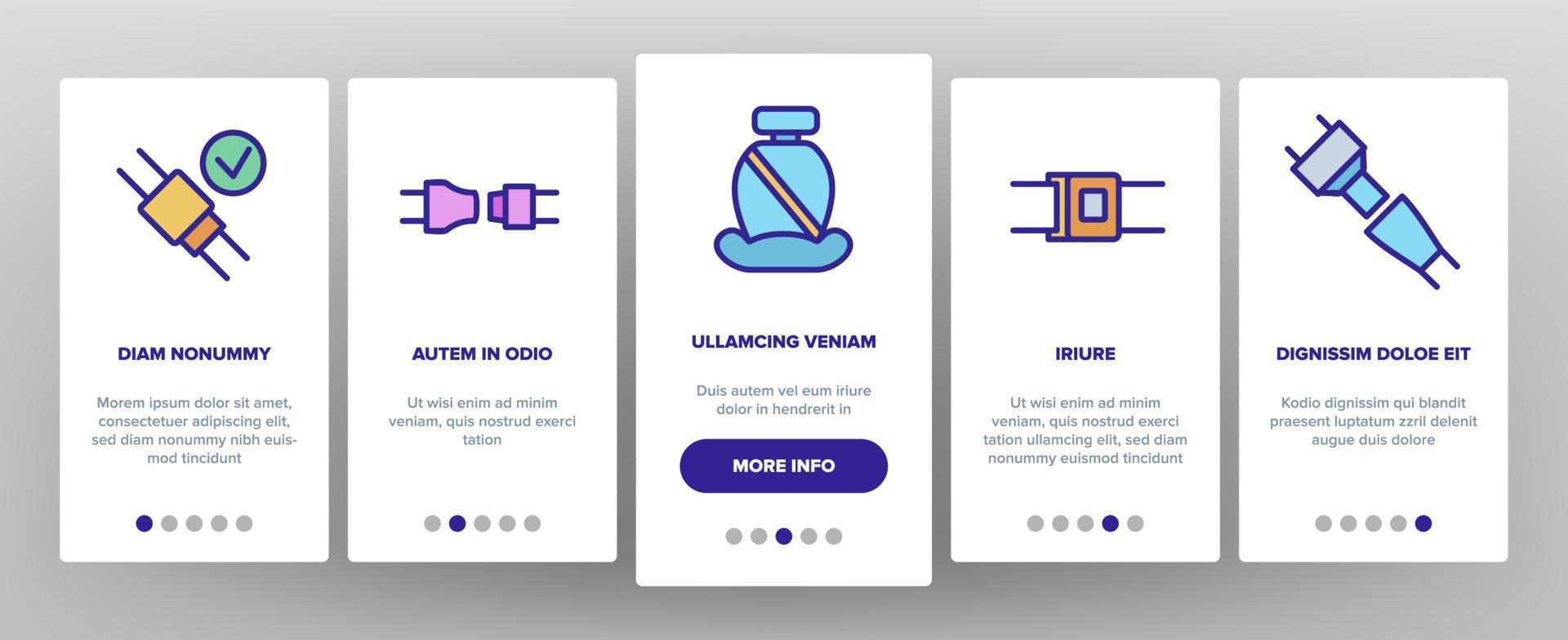 Belt Safety Equipment Onboarding Icons Set Vector