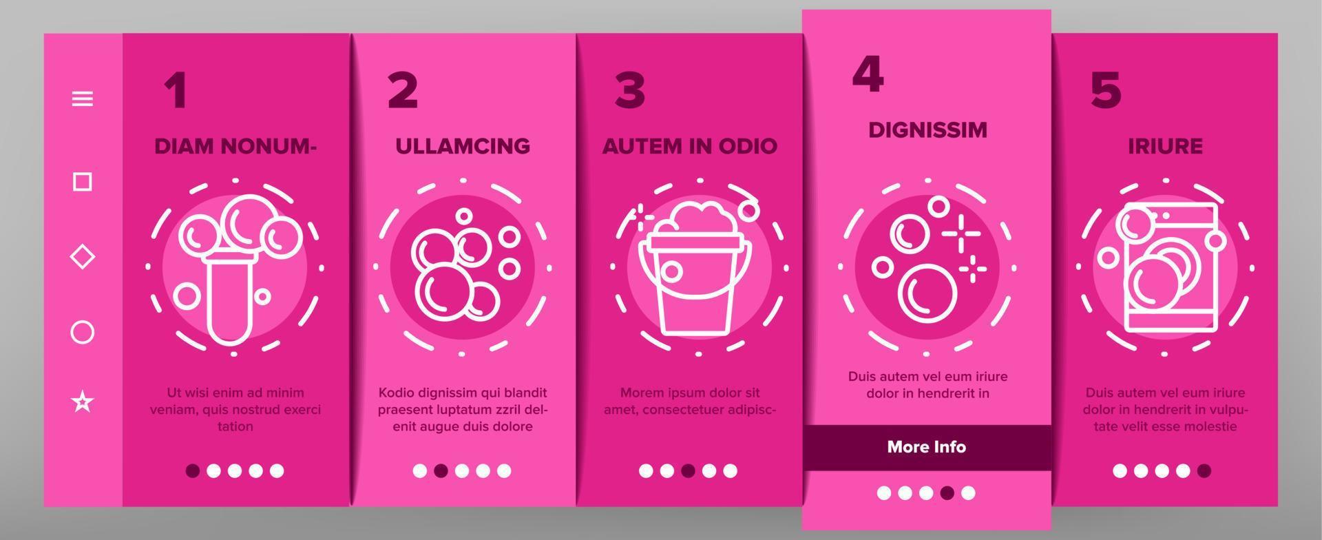 Soap Bubbles And Foam Onboarding Icons Set Vector