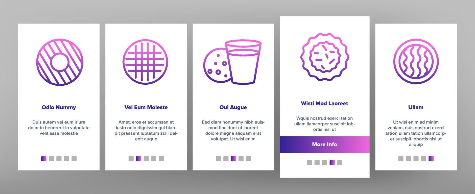 Cookie Baked Dessert Onboarding Icons Set Vector