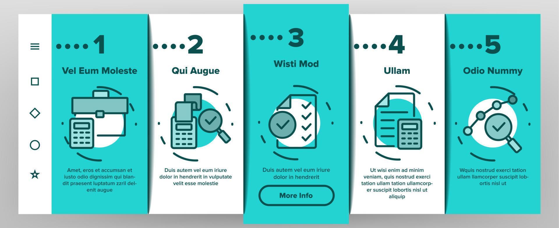 Audit Finance Report Onboarding Icons Set Vector