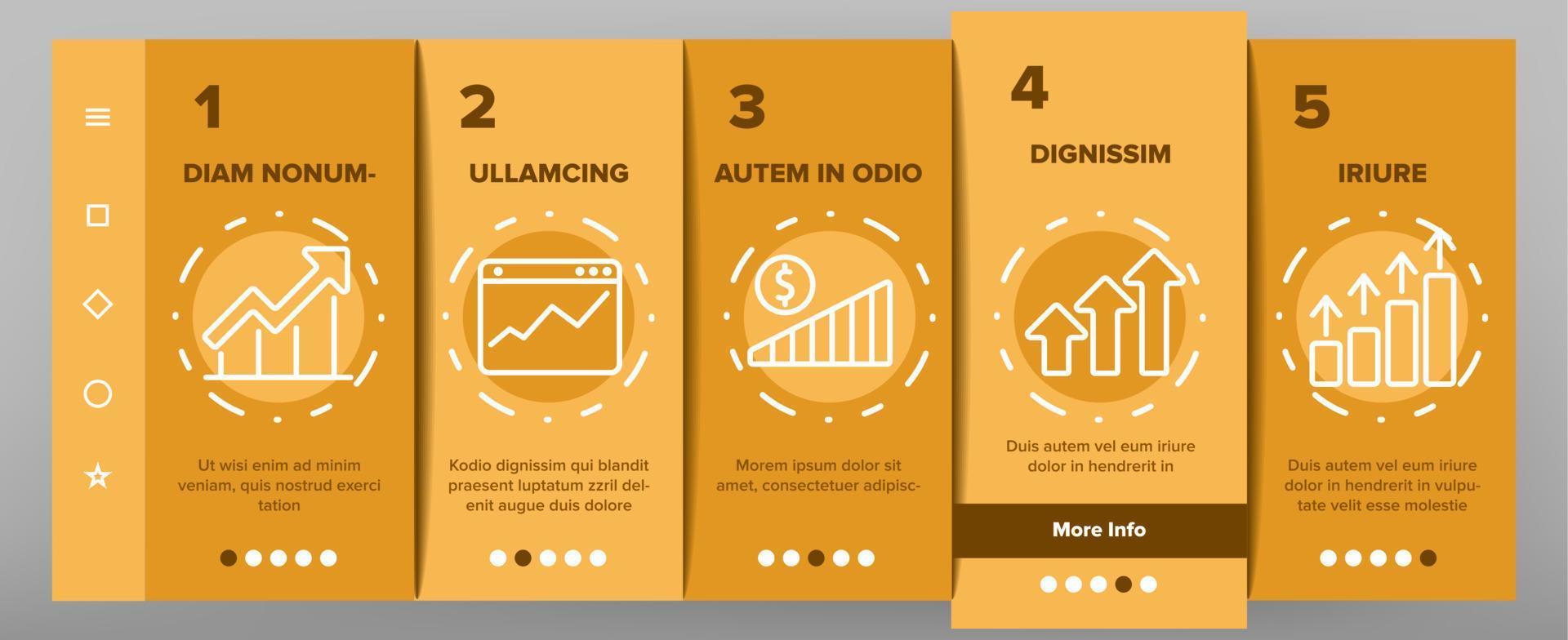 Progress Grow Graphs Onboarding Icons Set Vector