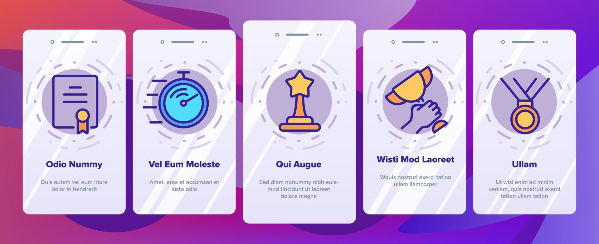 Contest Sport Activity Onboarding Icons Set Vector
