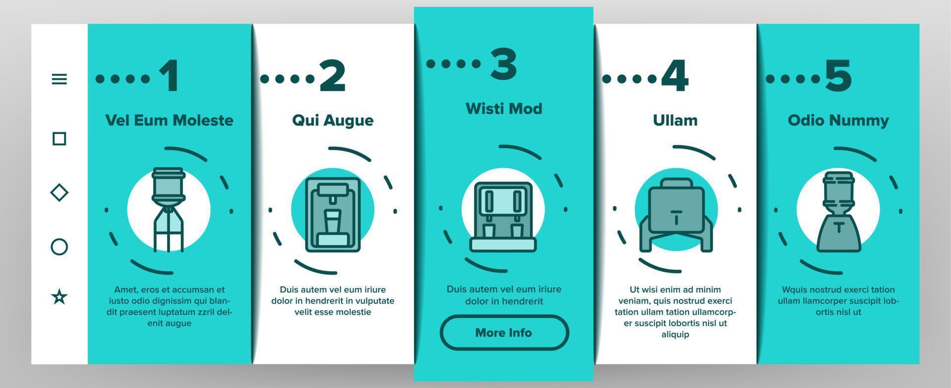 Dispenser Water Tool Onboarding Icons Set Vector
