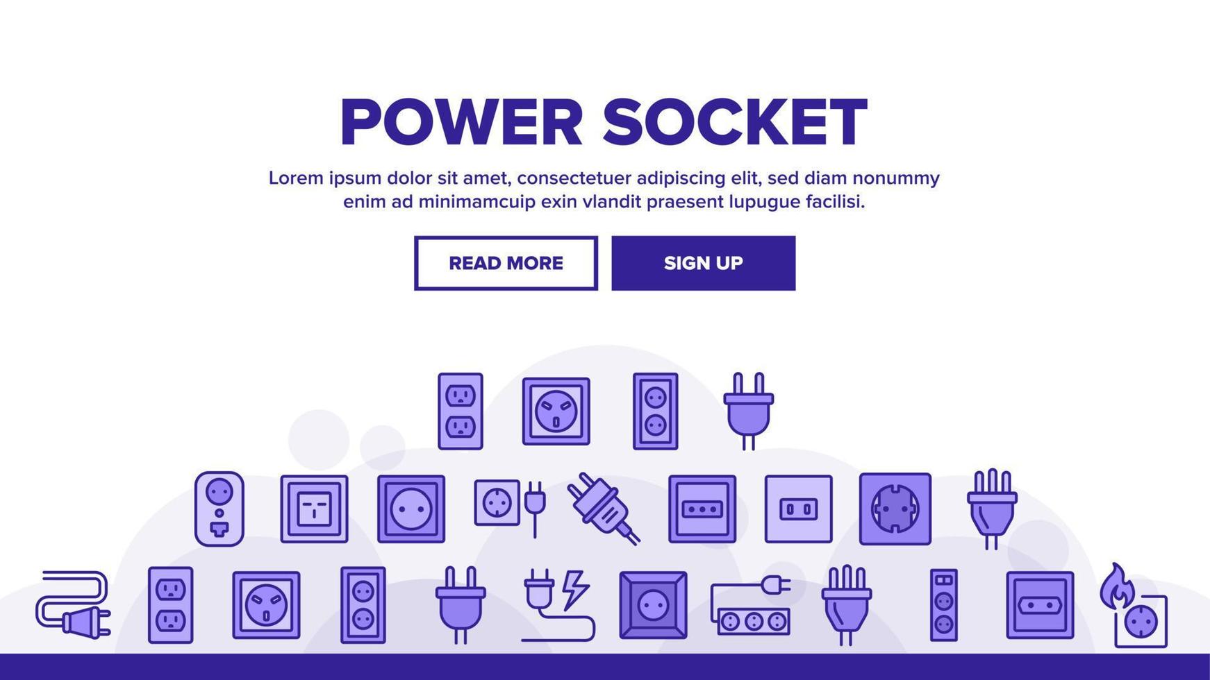 Electric Power Socket Landing Header Vector
