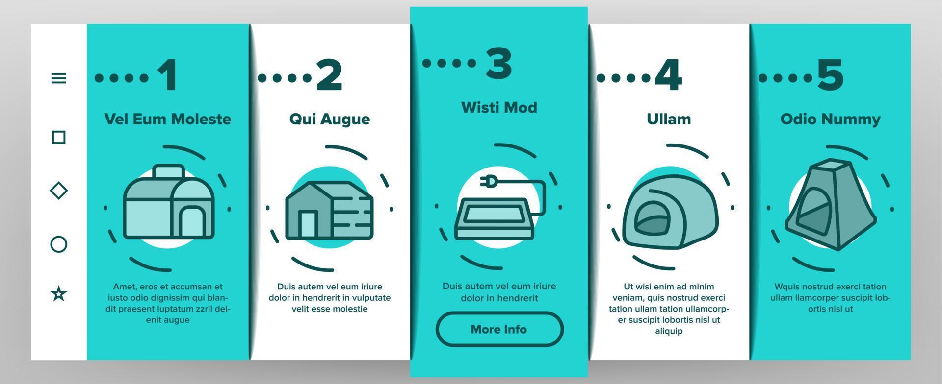 Doghouse Accessory Onboarding Icons Set Vector