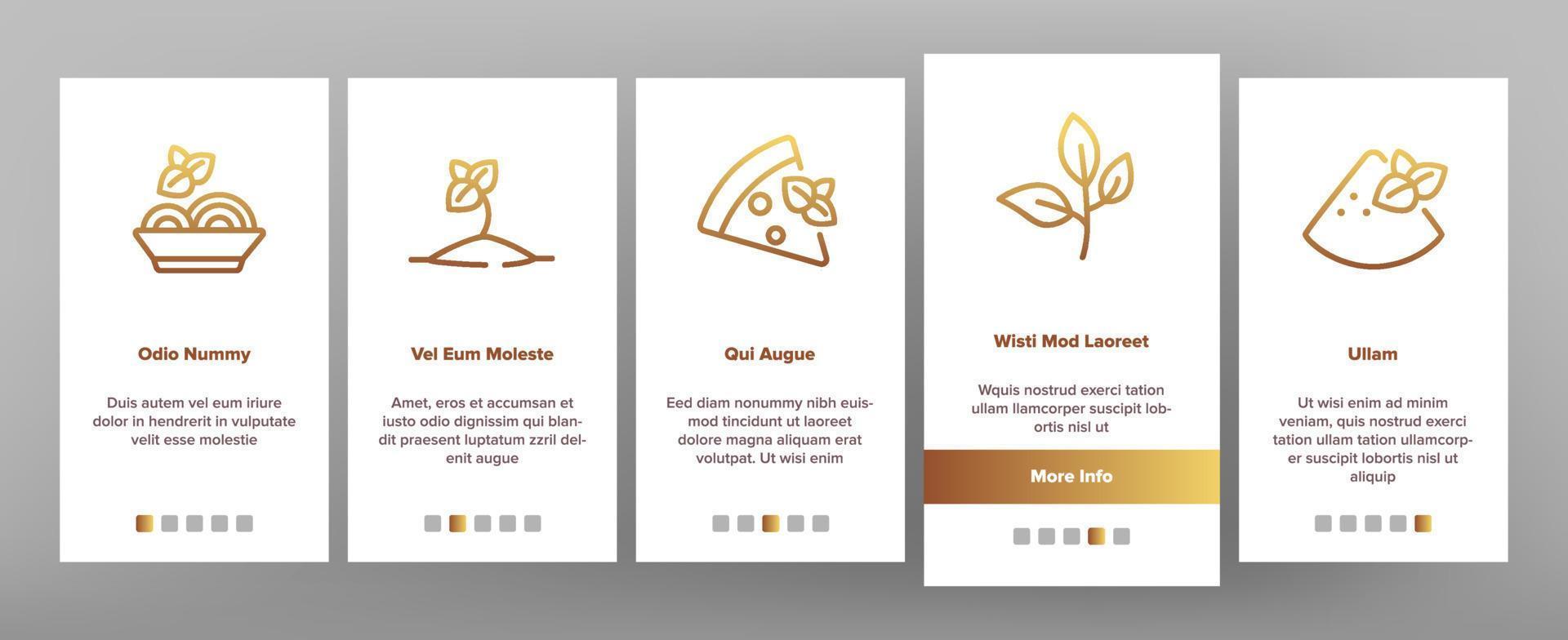 Oregano Herbal Plant Onboarding Icons Set Vector