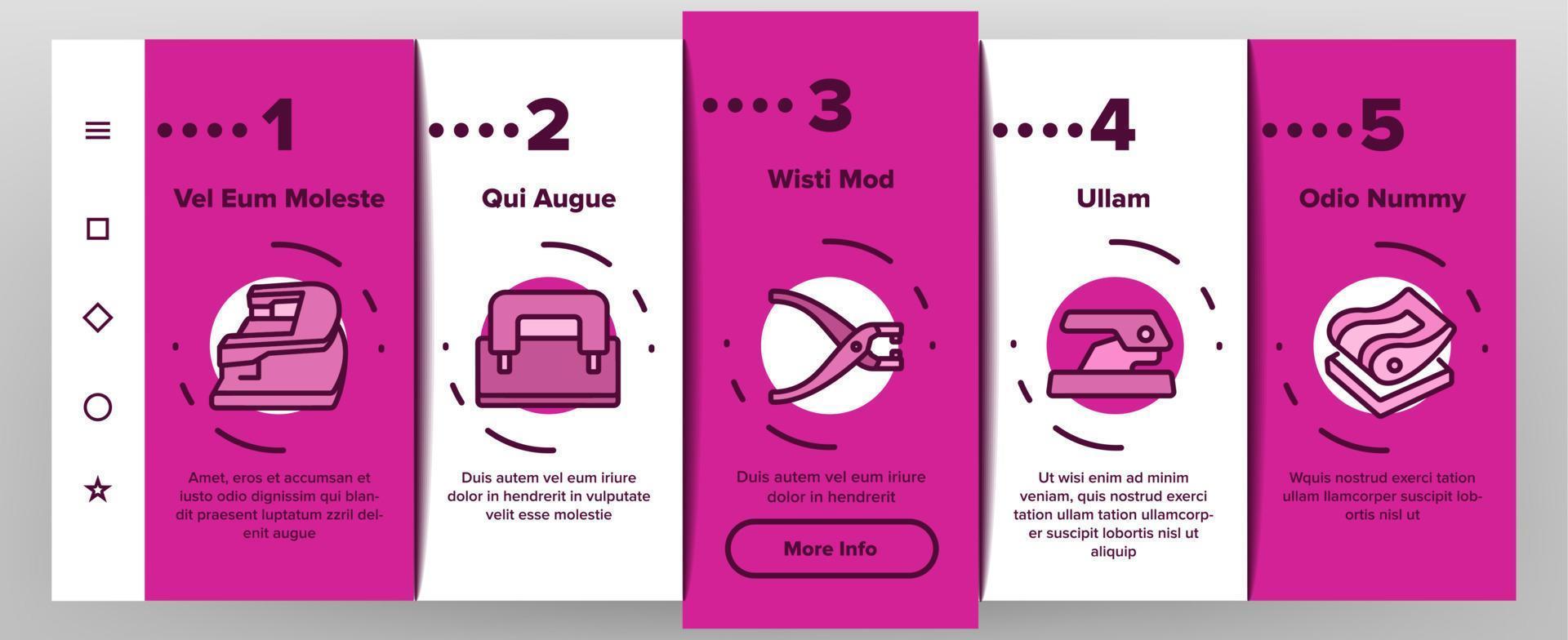 Hole Puncher Tool Onboarding Icons Set Vector