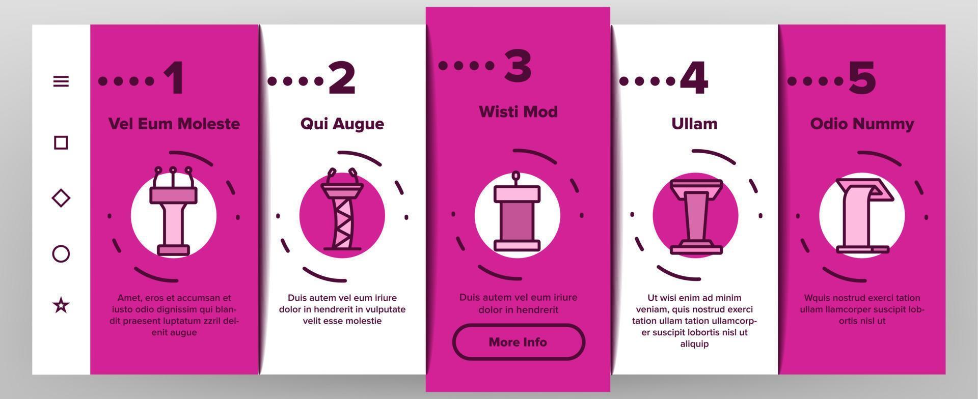 Podium Speaker Tool Onboarding Icons Set Vector
