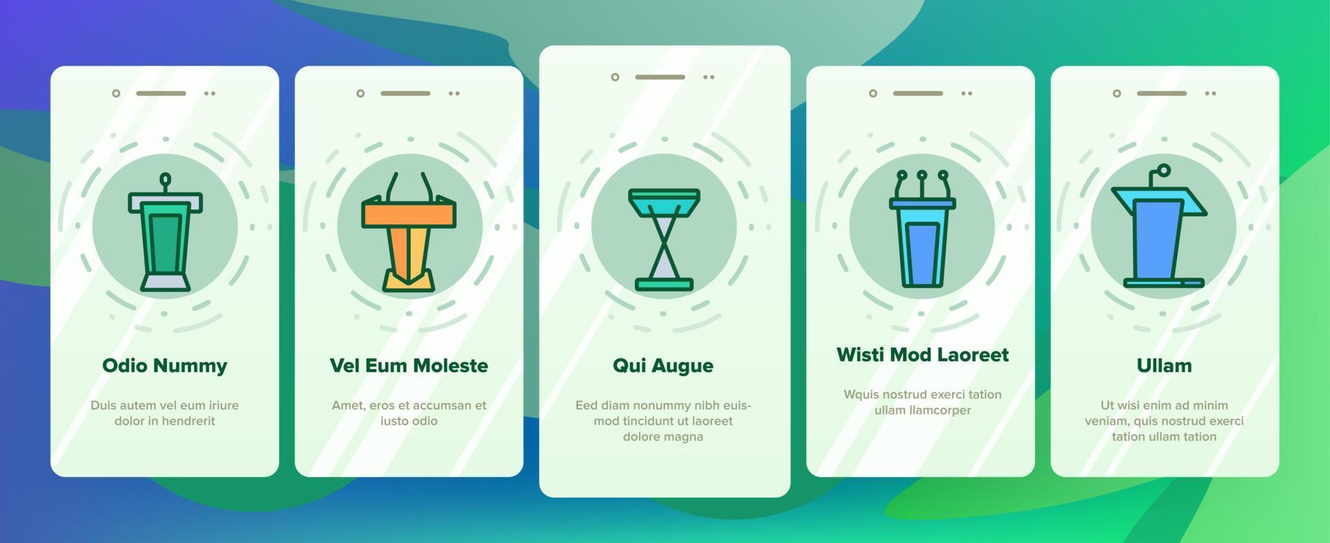 Podium Speaker Tool Onboarding Icons Set Vector