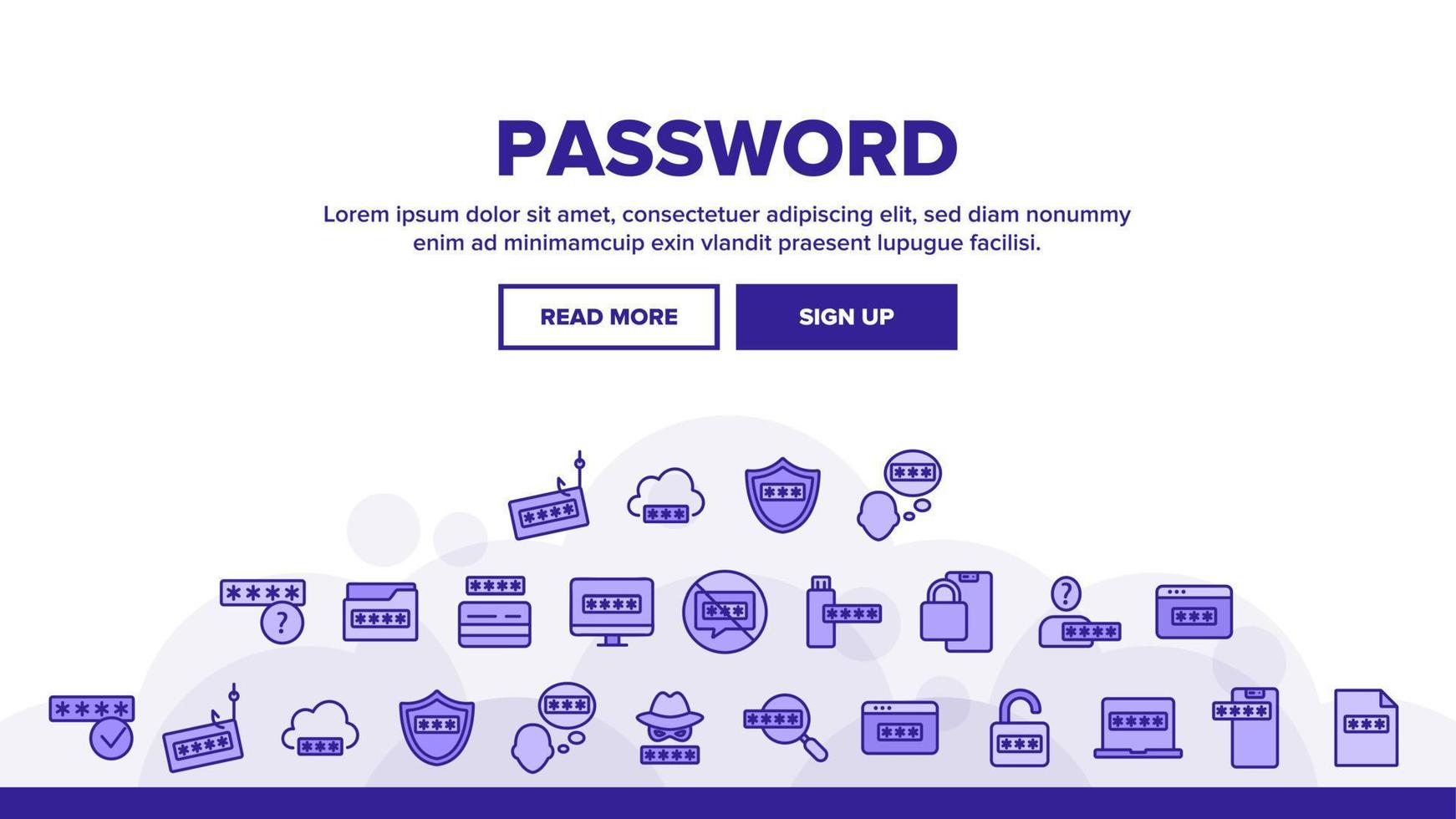 Password Protection Landing Header Vector