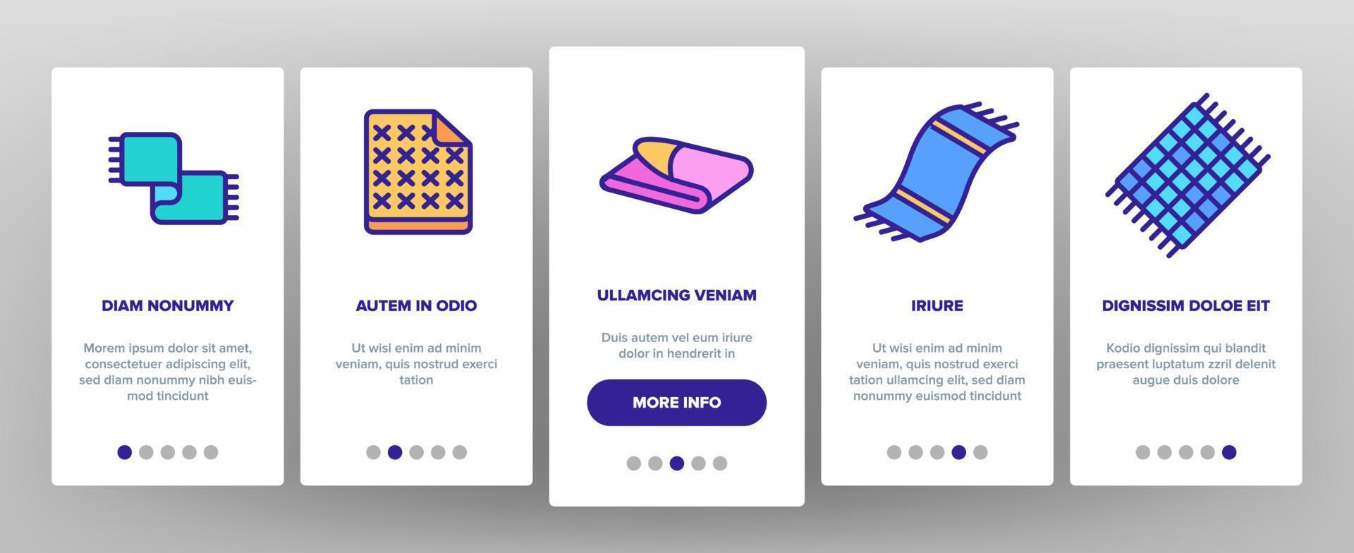 Blanket And Towel Onboarding Icons Set Vector