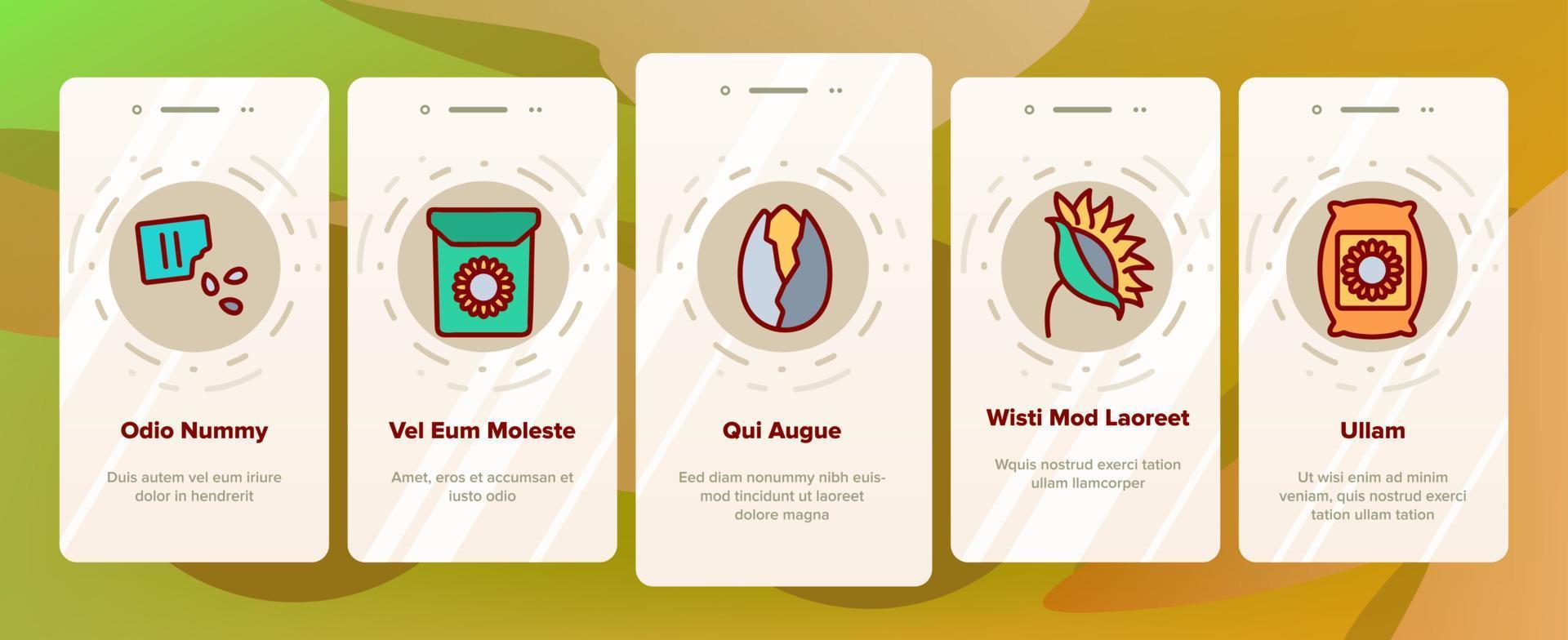Sunflower Products Onboarding Icons Set Vector