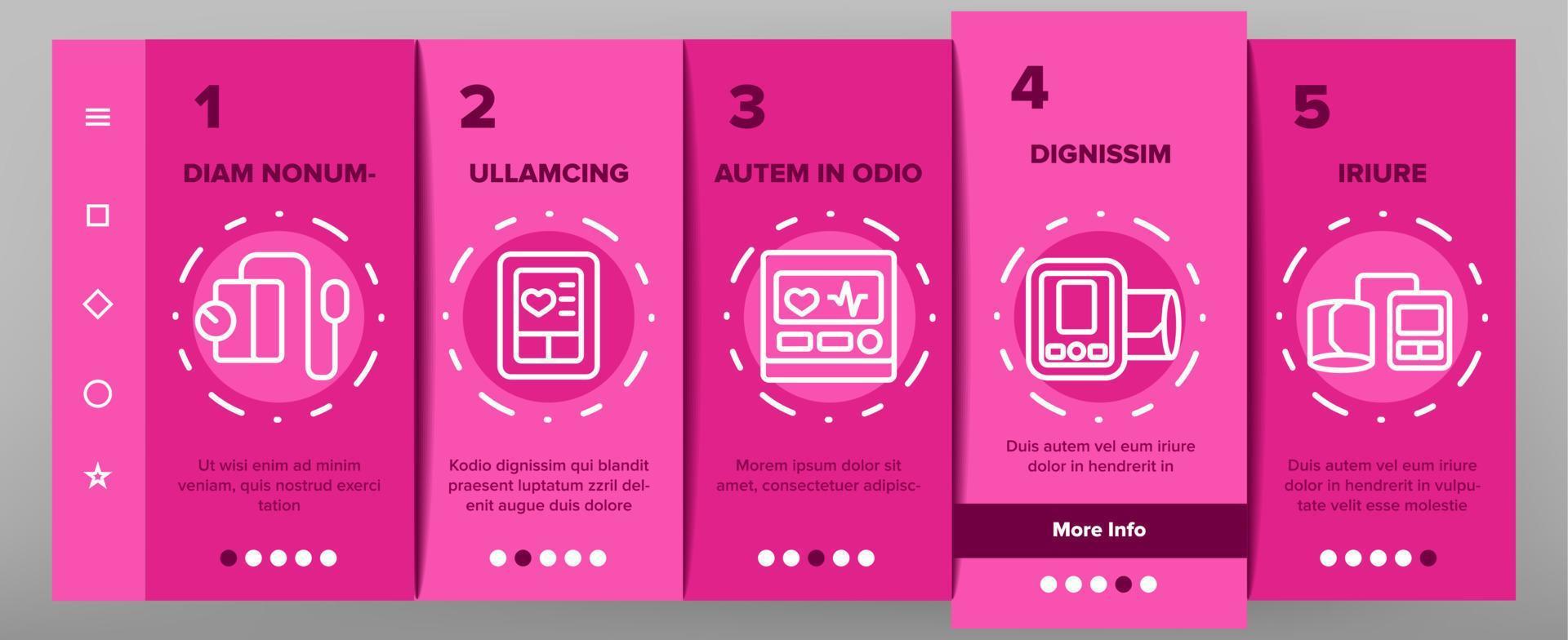 Tonometer Equipment Onboarding Icons Set Vector