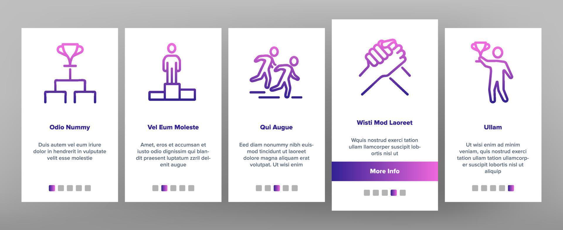 Contest Sport Activity Onboarding Icons Set Vector