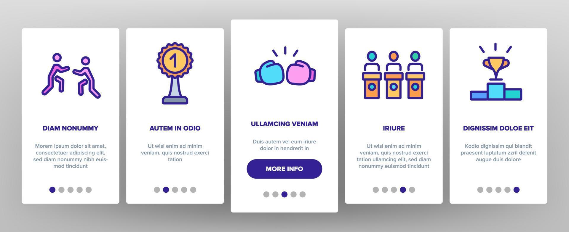 Contest Sport Activity Onboarding Icons Set Vector