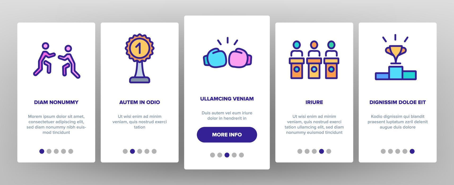 concurso deporte actividad onboarding iconos establecer vector