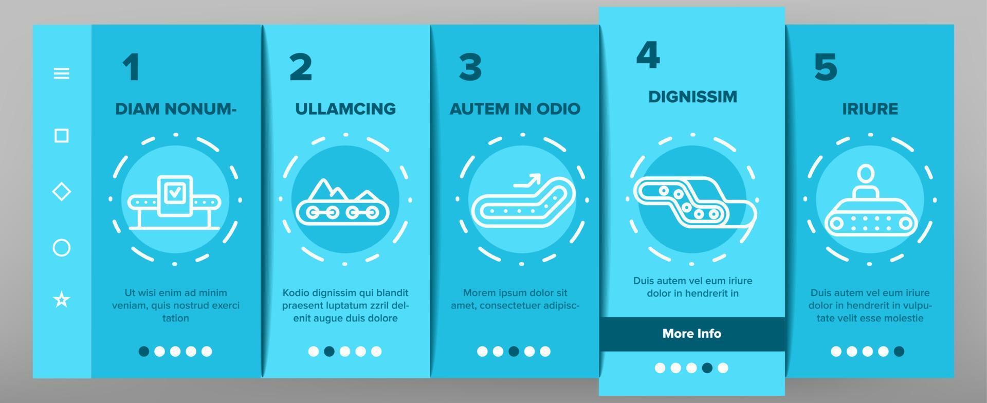 Conveyor Factory Tool Onboarding Icons Set Vector