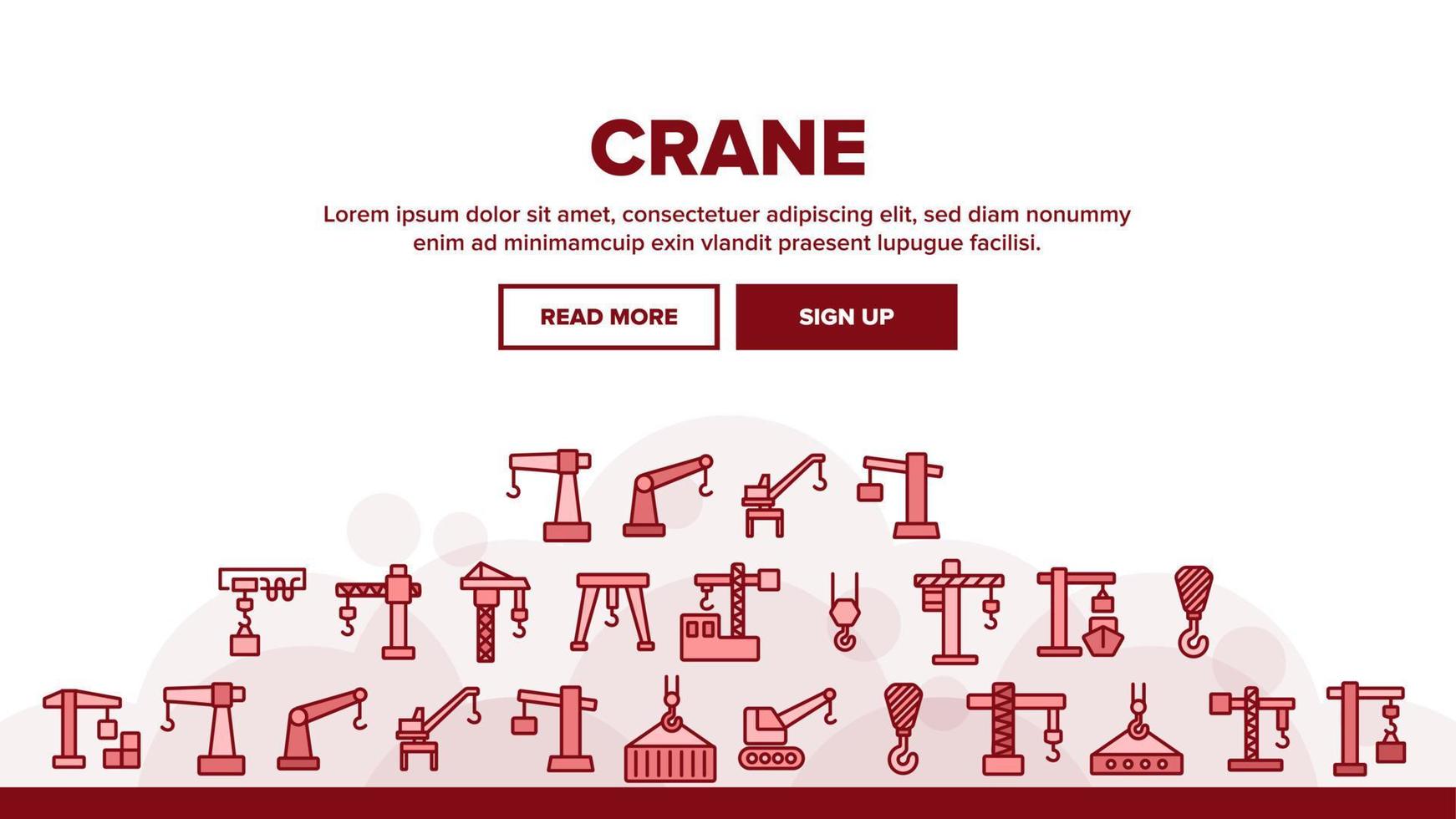 Crane Building Machine Landing Header Vector