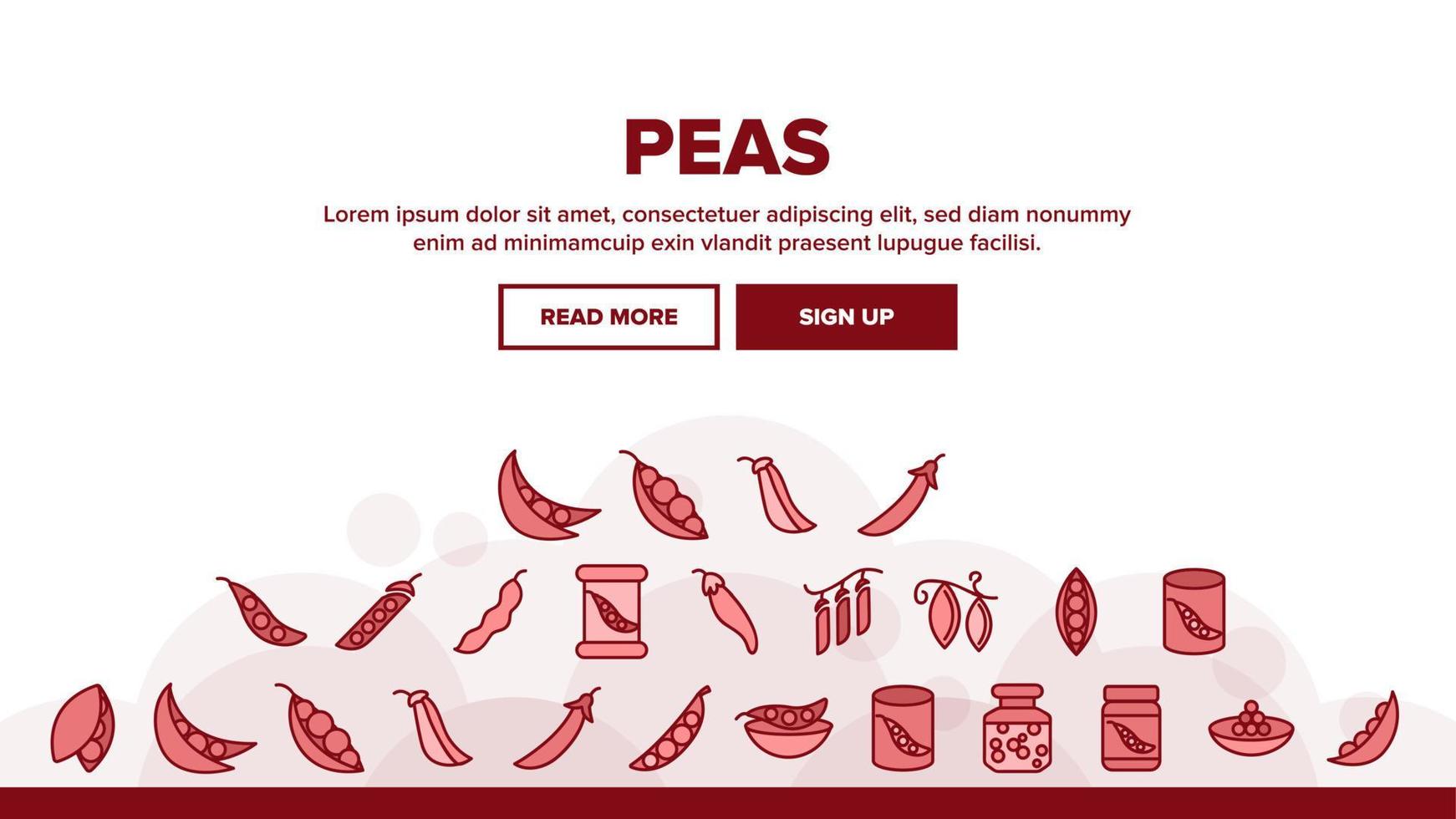 Peas Bob Vegetable Landing Header Vector