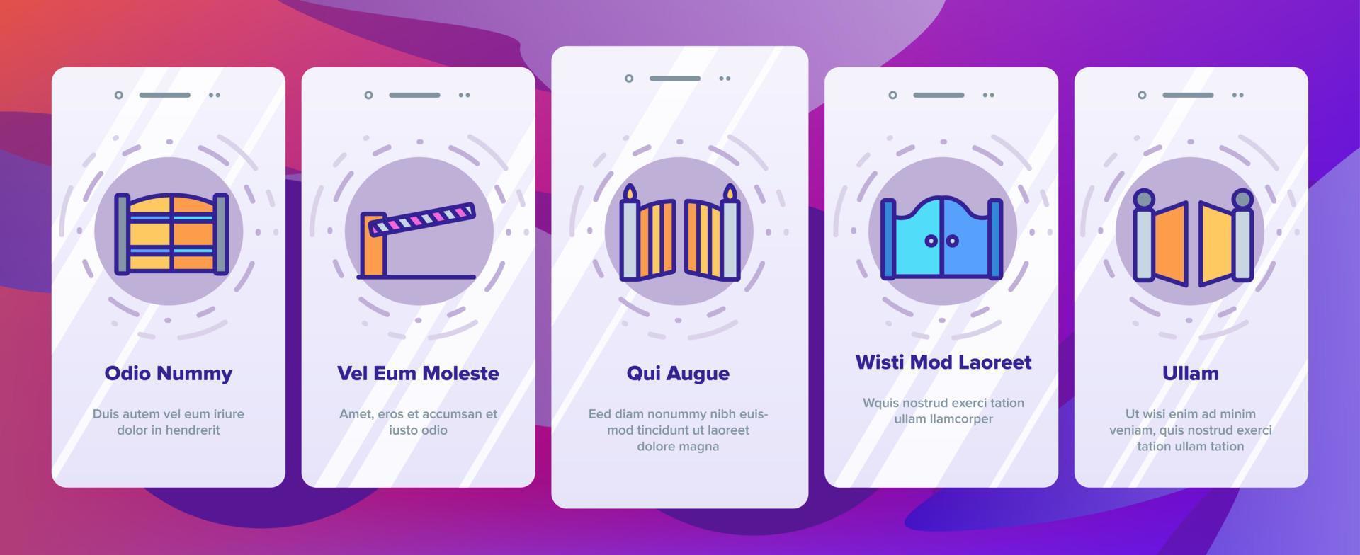 Gate Entrance Tool Onboarding Icons Set Vector