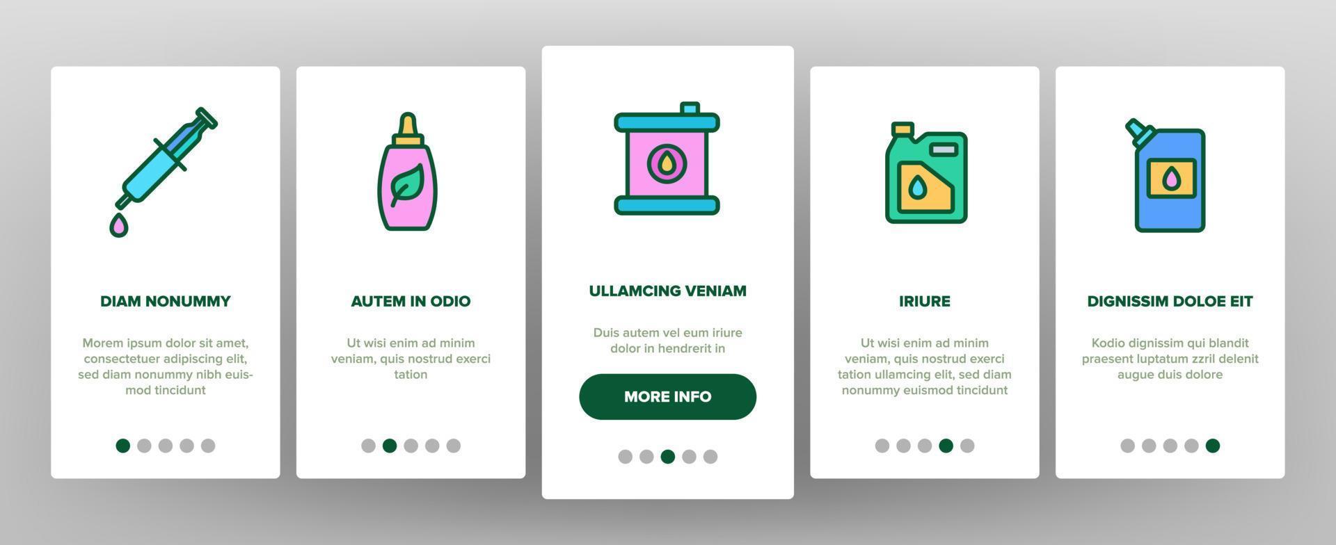 Lubricant Container Onboarding Icons Set Vector