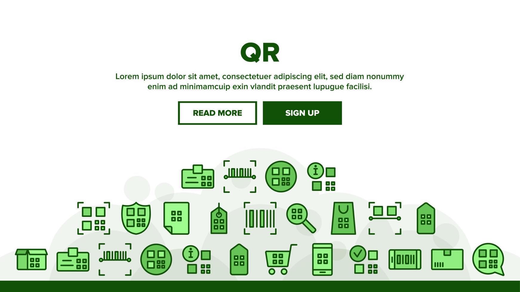 Qr Code Scan Landing Header Vector