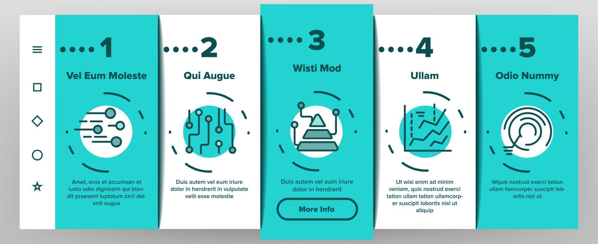 Data Analysis Analytic Onboarding Icons Set Vector