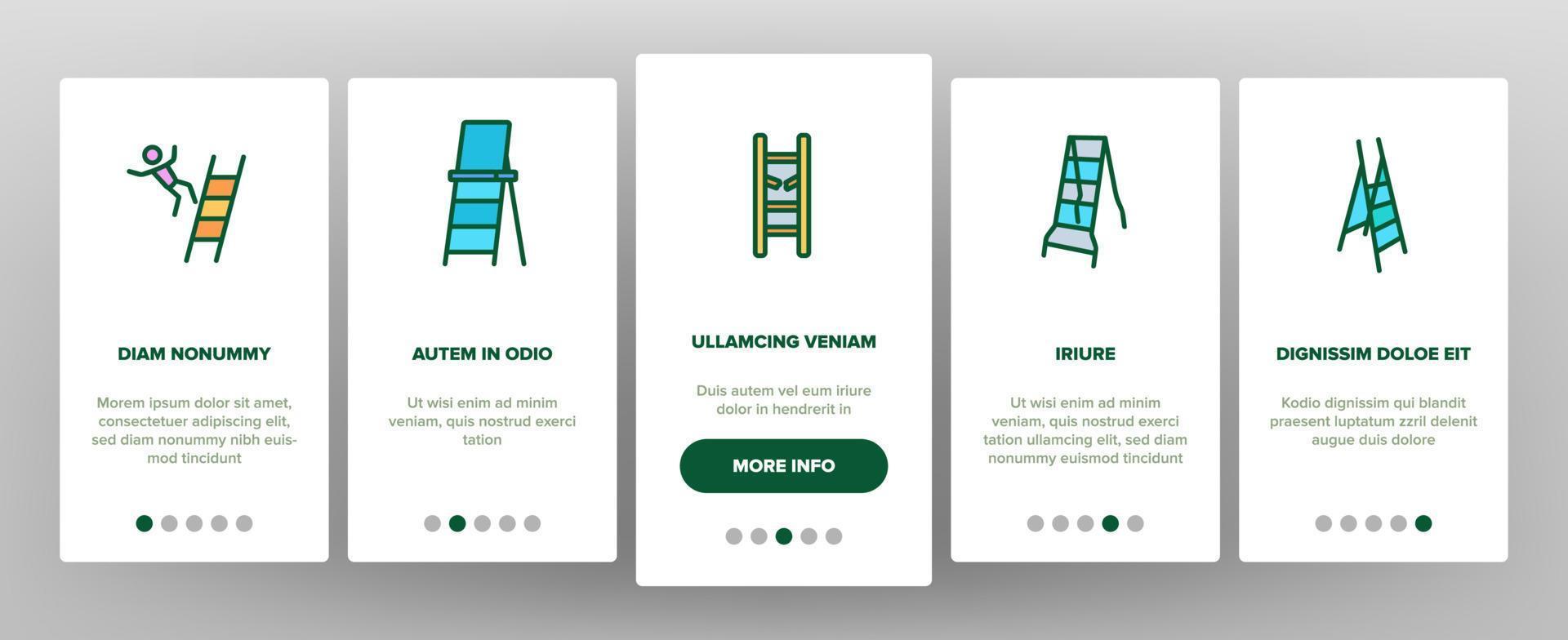 Ladder And Staircase Onboarding Icons Set Vector