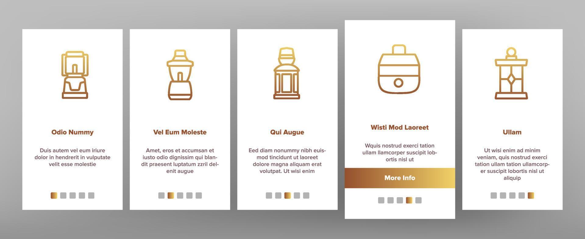 Lantern Equipment Onboarding Icons Set Vector