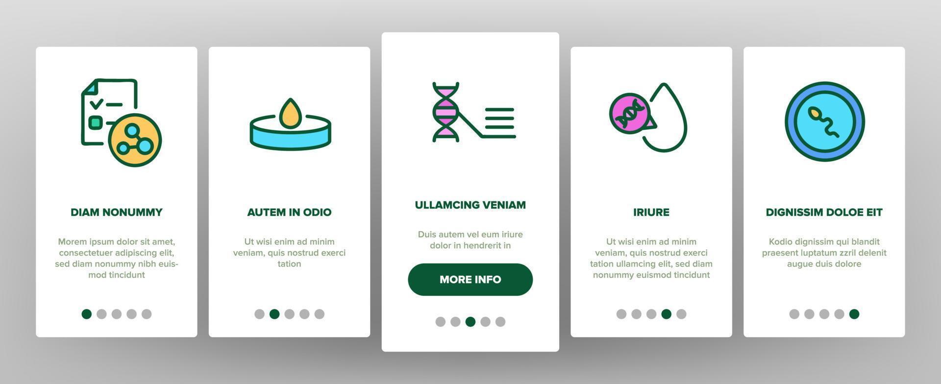 Medical Test Analysis Onboarding Icons Set Vector