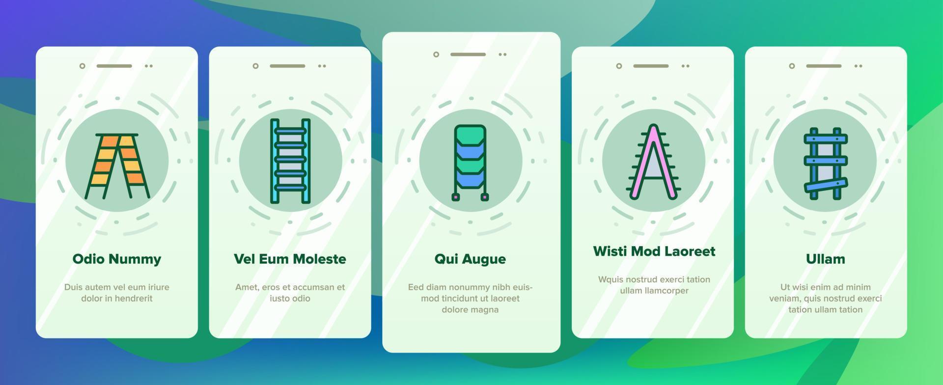 Ladder And Staircase Onboarding Icons Set Vector