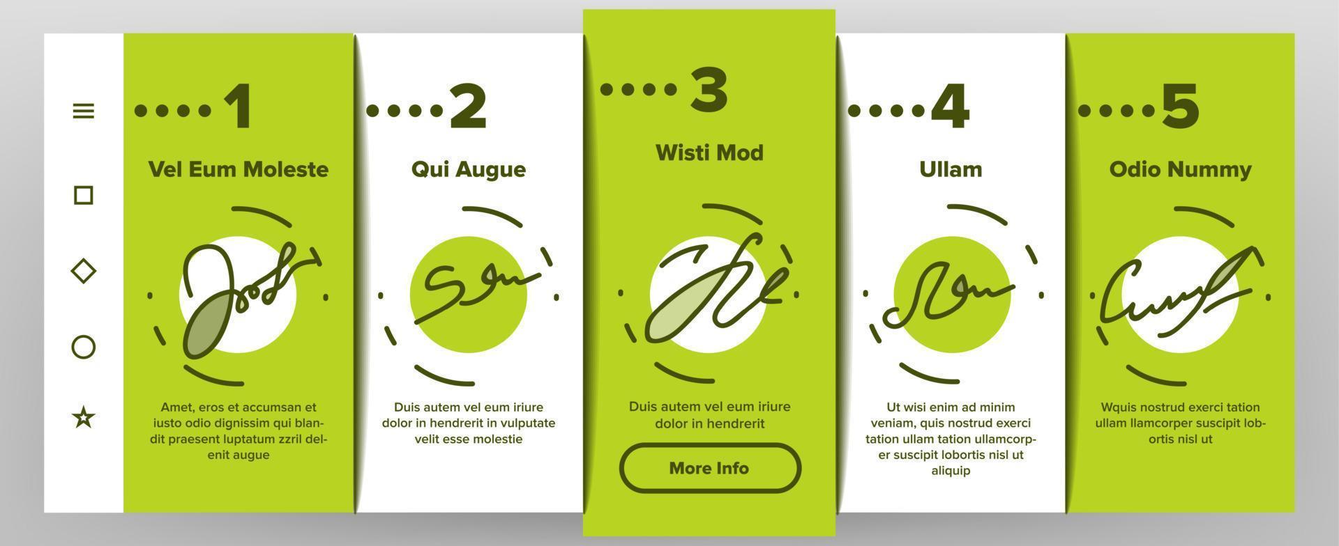 Signature Signing Onboarding Icons Set Vector