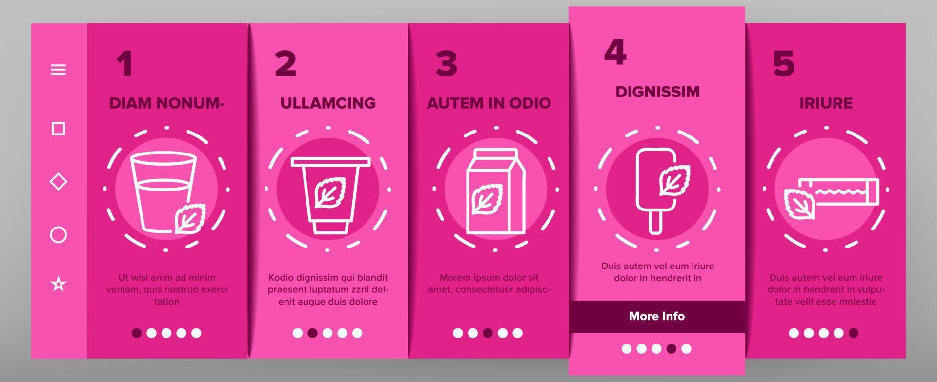 Mint Refreshing Leaf Onboarding Icons Set Vector