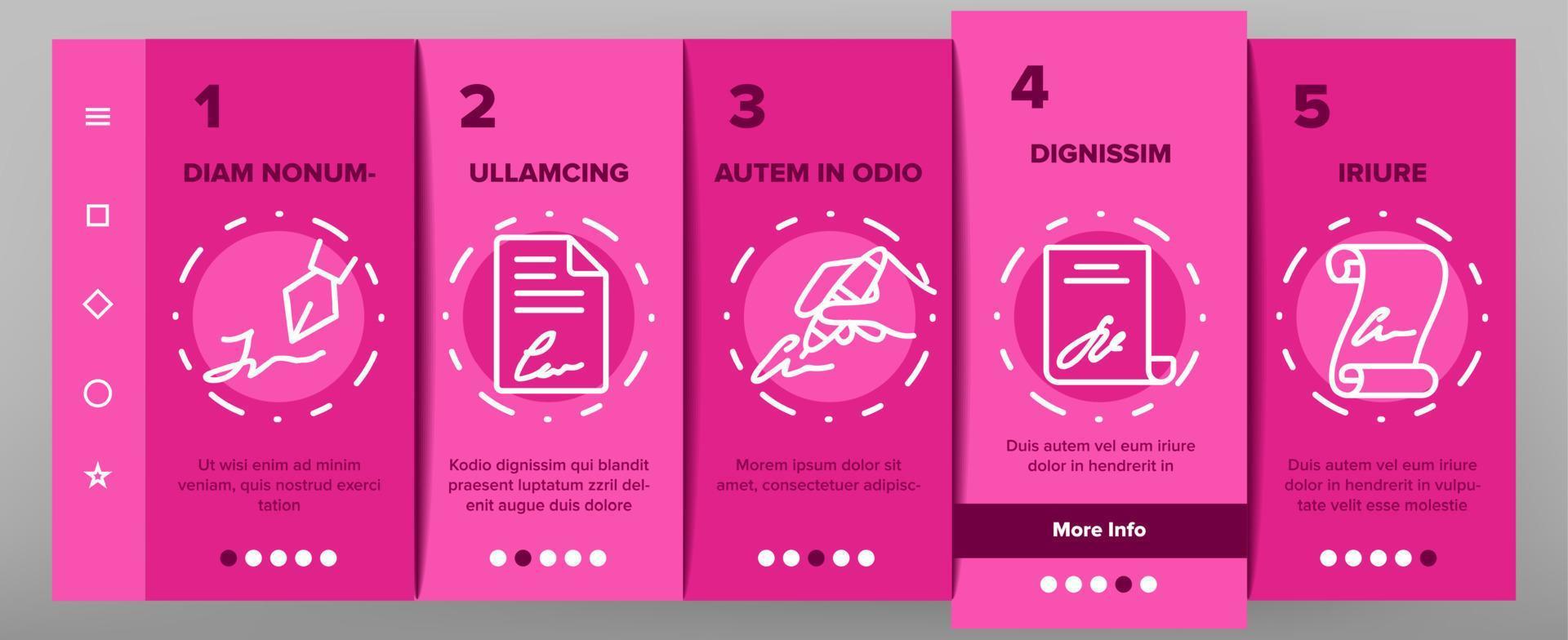 Signature Signing Onboarding Icons Set Vector