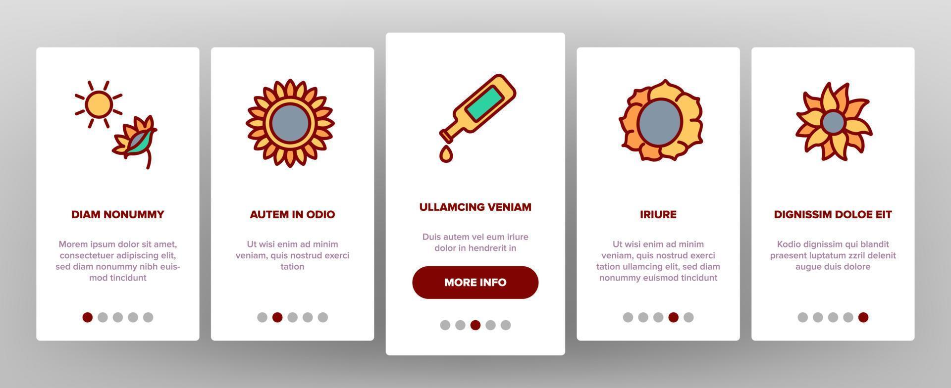Sunflower Products Onboarding Icons Set Vector