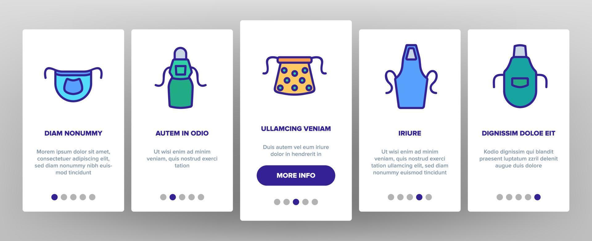 Apron Kitchen Cloth Onboarding Icons Set Vector