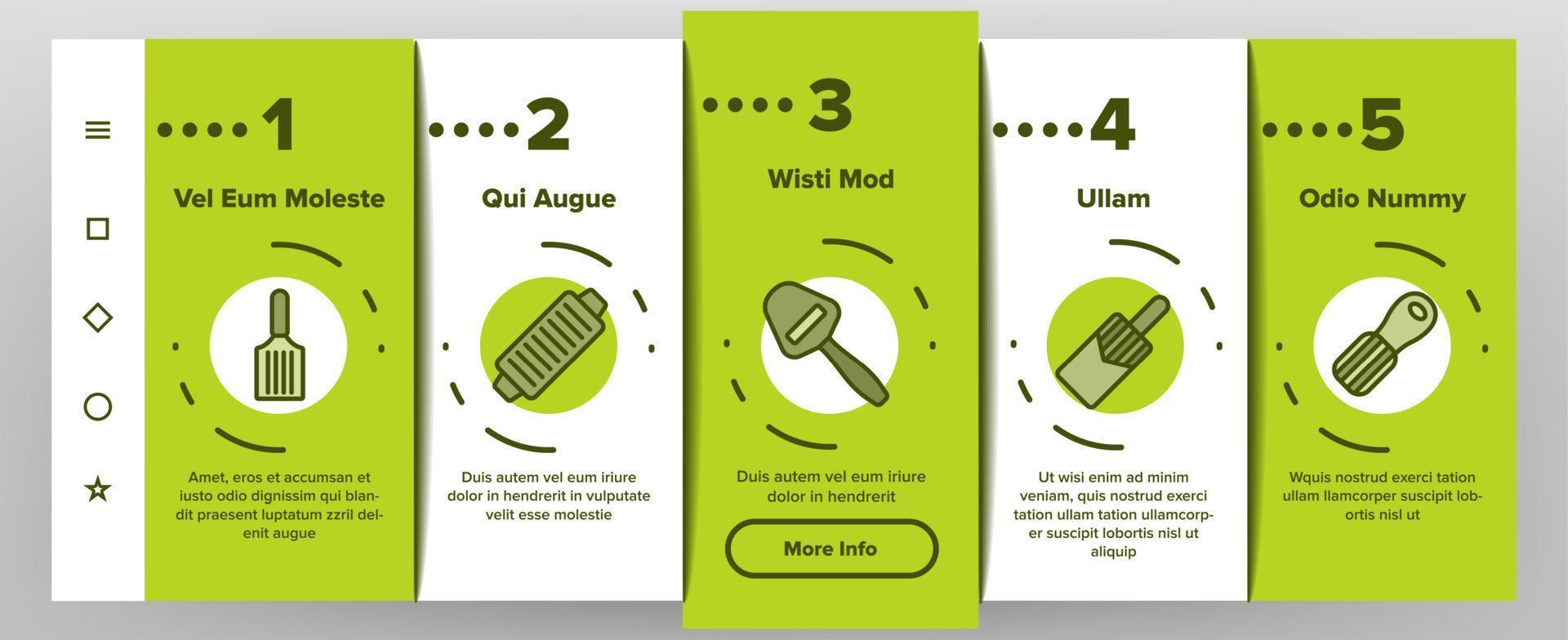 Slicer Kitchenware Onboarding Icons Set Vector