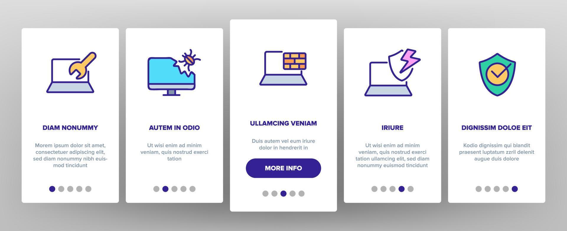 Antivirus Program Onboarding Icons Set Vector