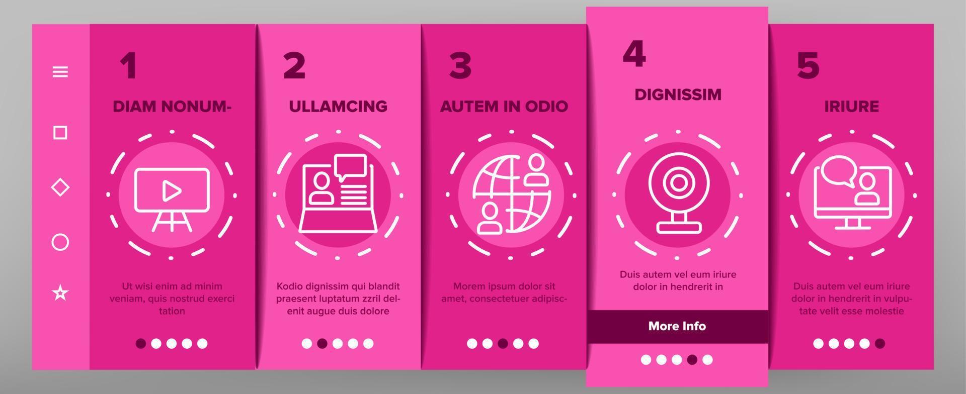 Webinar Education Onboarding Icons Set Vector