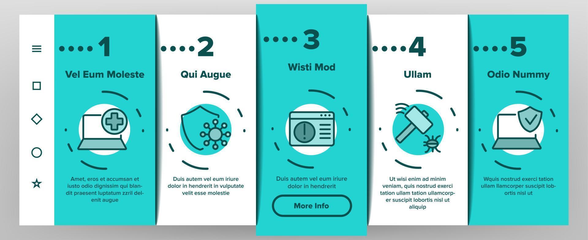 Antivirus Program Onboarding Icons Set Vector