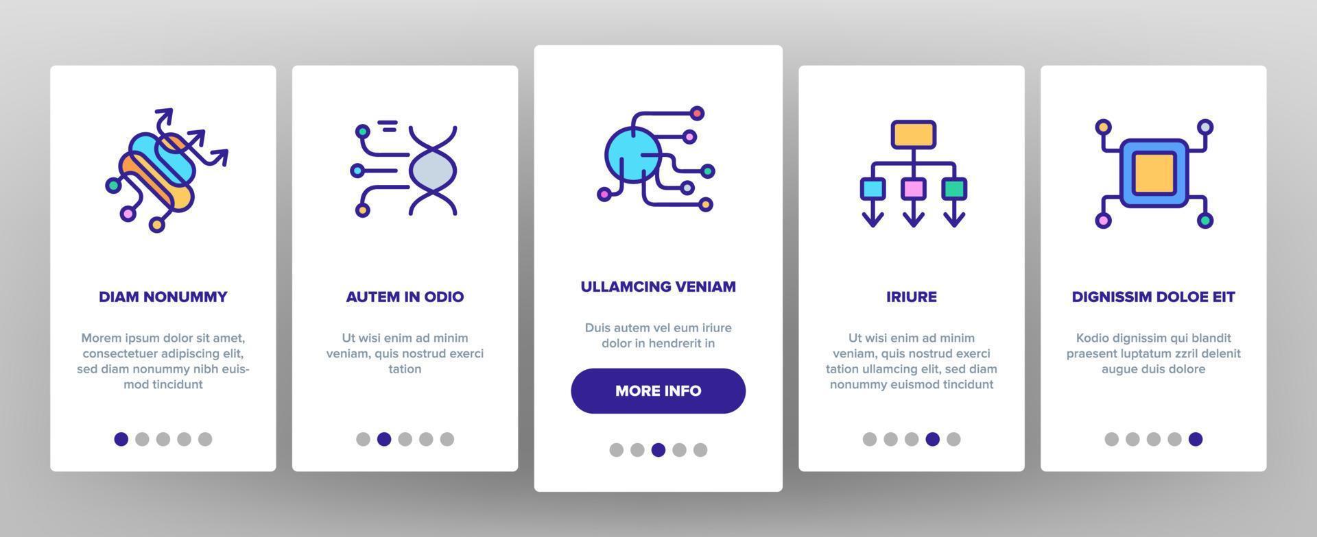 Data Analysis Analytic Onboarding Icons Set Vector