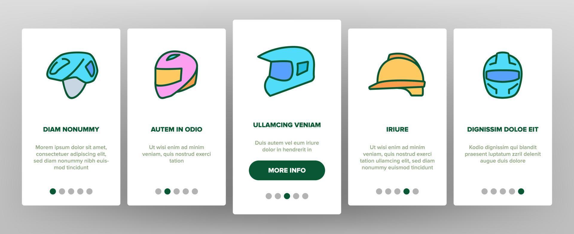 Helmet Rider Accessory Onboarding Icons Set Vector