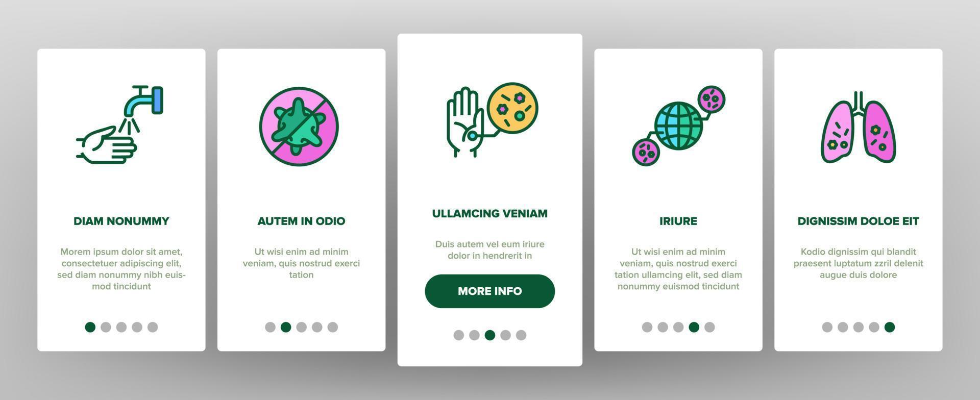 Infection And Disease Onboarding Icons Set Vector