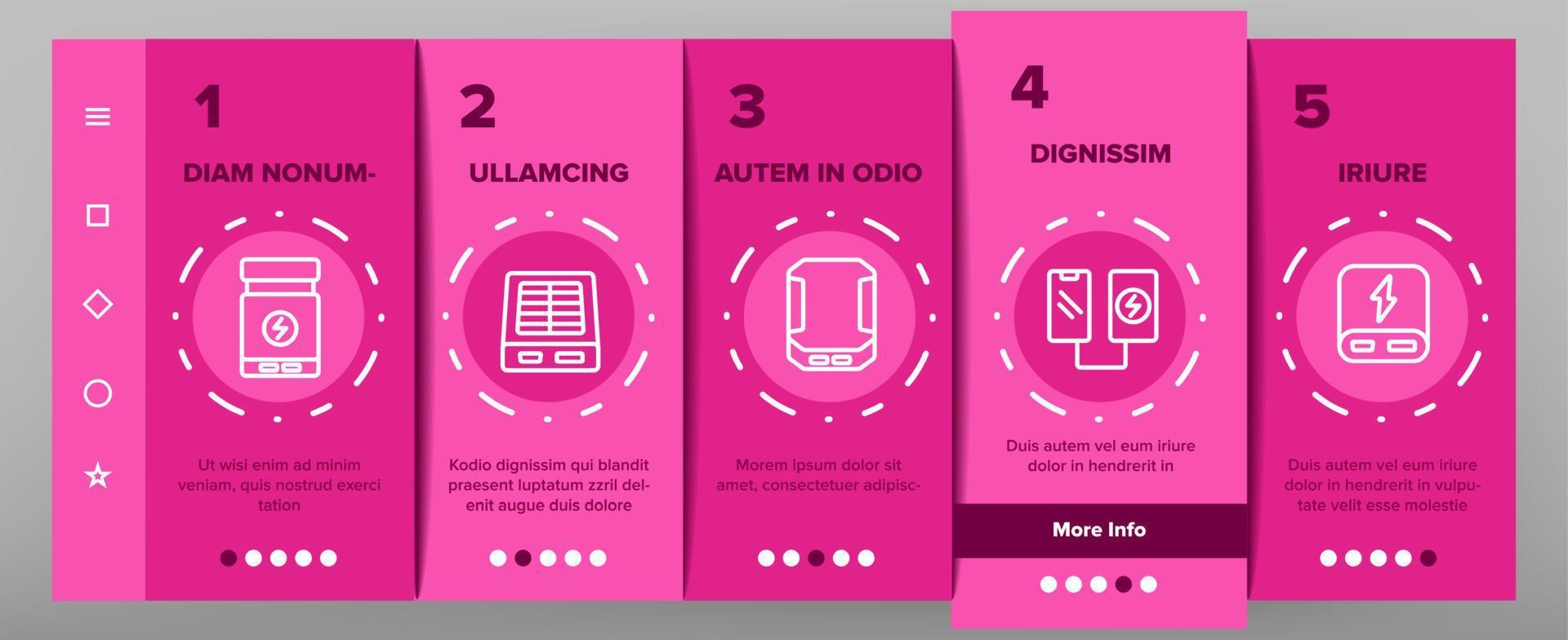 Power Bank Device Onboarding Icons Set Vector